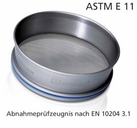 Test Sieve Ø200x50 mm acc. to ASTM E 11 with Inspection Certificate  