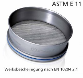 Test Sieve Ø200x50 mm acc. to ASTM E 11 with Compliance Certificate  