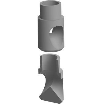 Round Peening Lance Head with Inner Deflector, two Outlets 